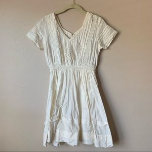 UO Thistlepearl White Cotton V Neck Dress Size 4